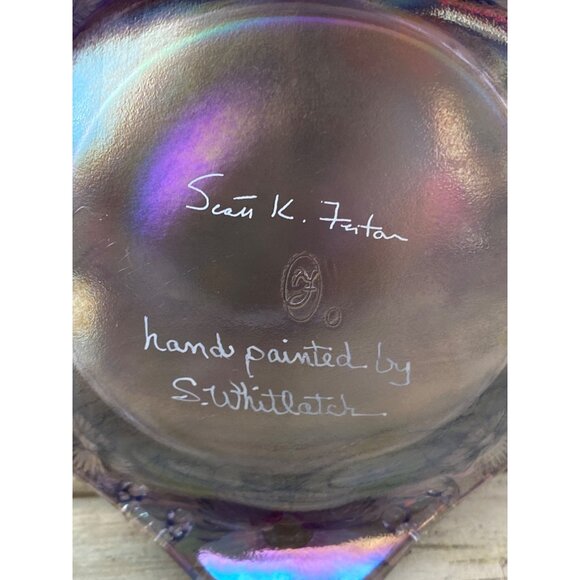 Fenton Iridescent Lavender Trinket Jar Scott K Fenton S Whitlatch Hand Painted - Picture 11 of 13